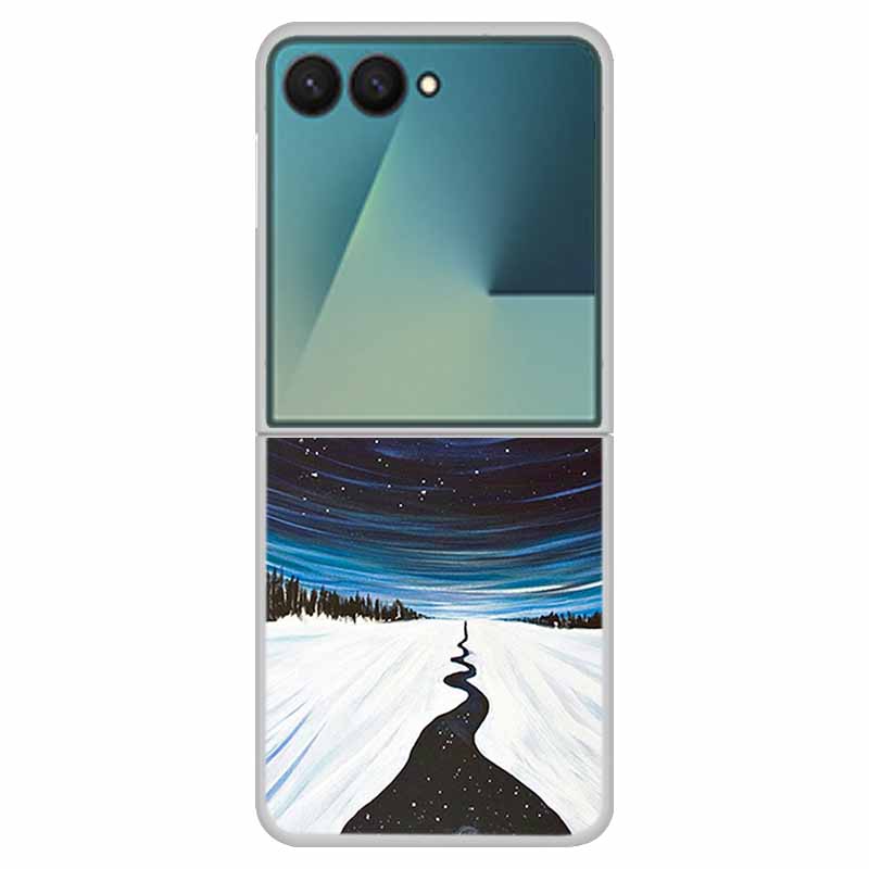 For Samsung Z Flip7 Flowers Case Transparent Hard PC Plastic Cover Shockproof Coque for Funda Samsung Galaxy Z Flip 7 5G Zflip7