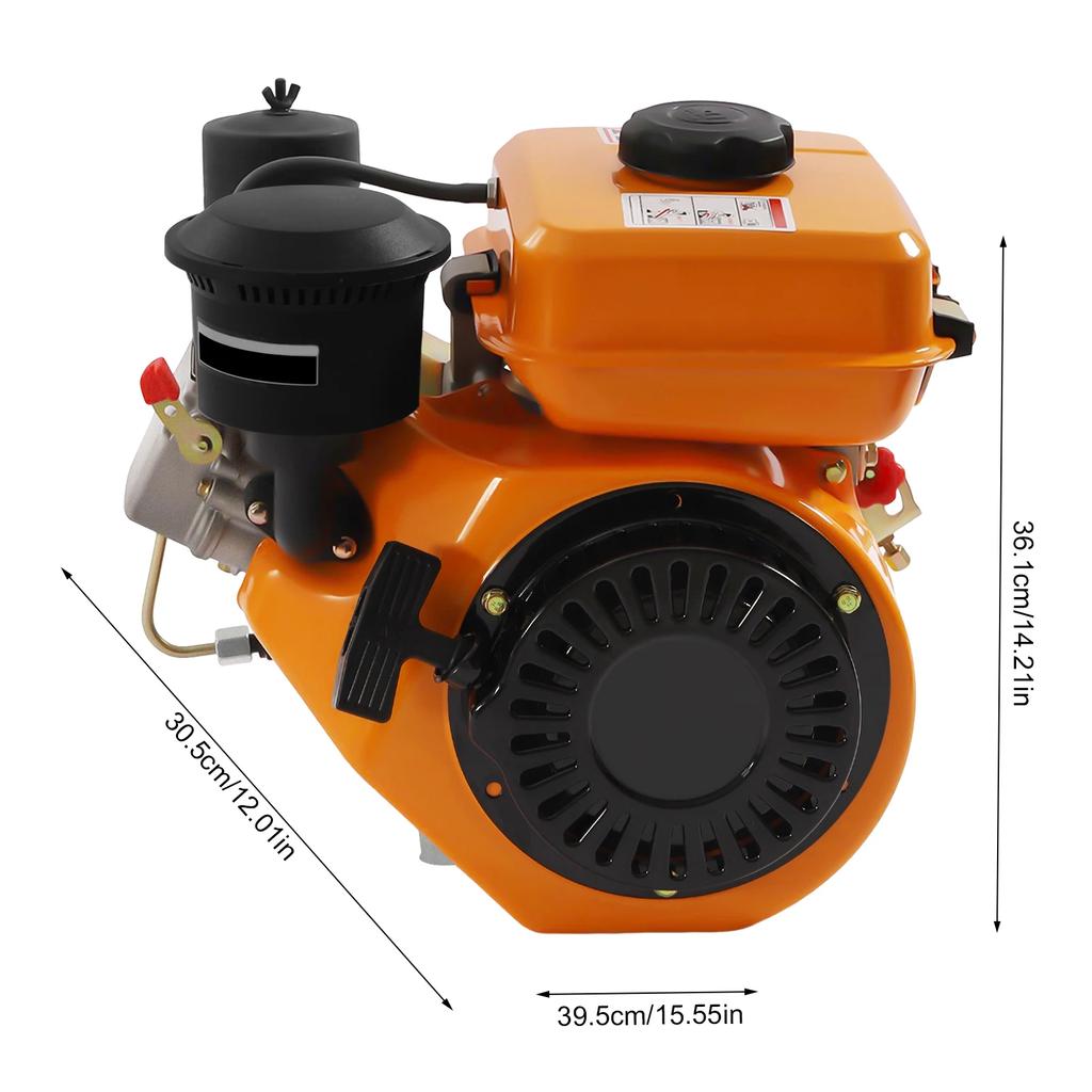 3HP 196CC Oblique Horizontal Diesel Engine, 4-Stroke Hand Start Single Cylinder Engine, 3000RPM Air Cooling Power Tool Accessory