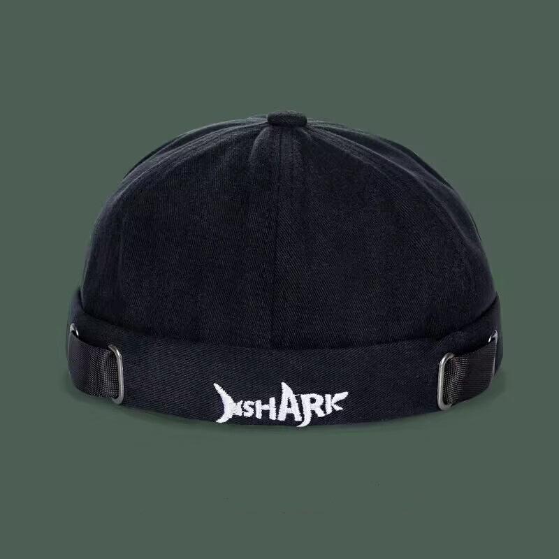 Street Melon Cap Shark Embroidered Hat Men's Spring and Autumn Landlord Hat Personality Beanie Everything Hip Hop Yuppie Hat
