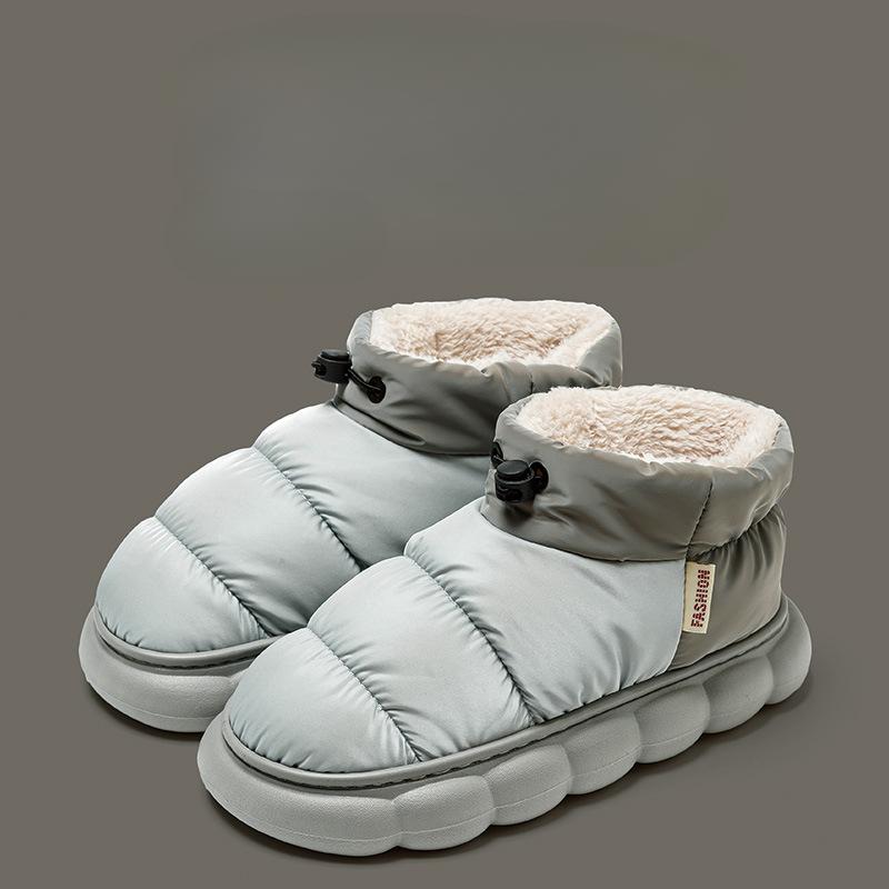 Dame og menn Vanntett Komfort Vinter Varm Faux Fleece Fuzzy Ankel Bootie Tøfler Plysjfôr Slip-on Hussko Anti-skli såle