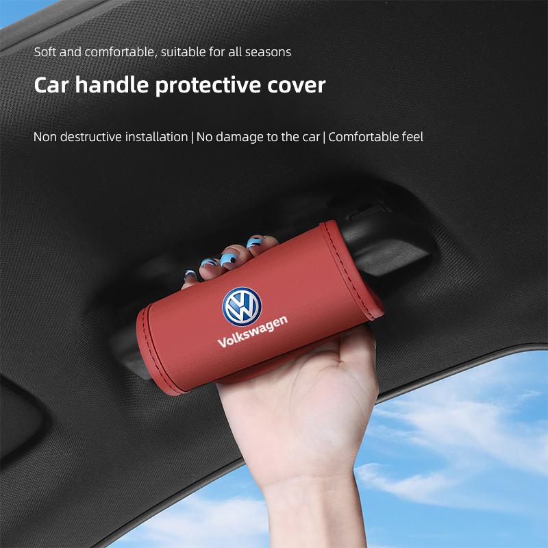 2Pc Car Anti Slip Pull Glove Car Interior Leather Handle Protector Cover For Volkswagen VW Golf T5 ID3 T-ROC Atlas T-Cross Jetta Zh2