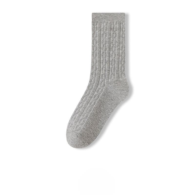 Female Spring and Autumn New Comfortable All Match Pure Color Hemp Boneless Sweat Absorbing Tube Socks