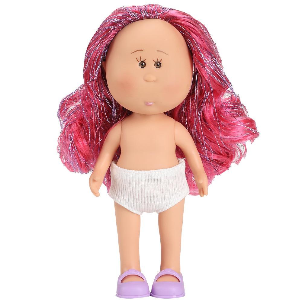 

Girls Curly Hair 24cm Bean Eye Vinyl Dark Skin Movable Mia Potato 24cm Dress Up Action Figure Body DIY