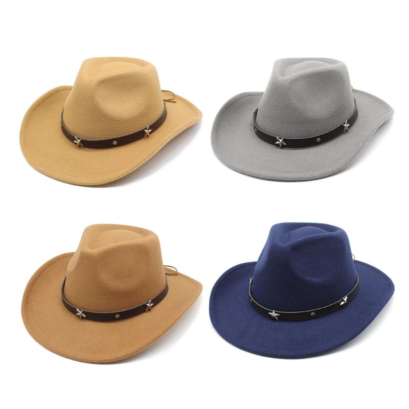 Lightweight Cowgirl Hat with Alloy Rivet Woman Ladies Cowboy Hat Party Western Style Hat Winter Outdoor Sunproof Hat