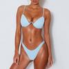 Women's Summer Fashion Sexy Solid Color V-neck  Bikini Beach Swimwear