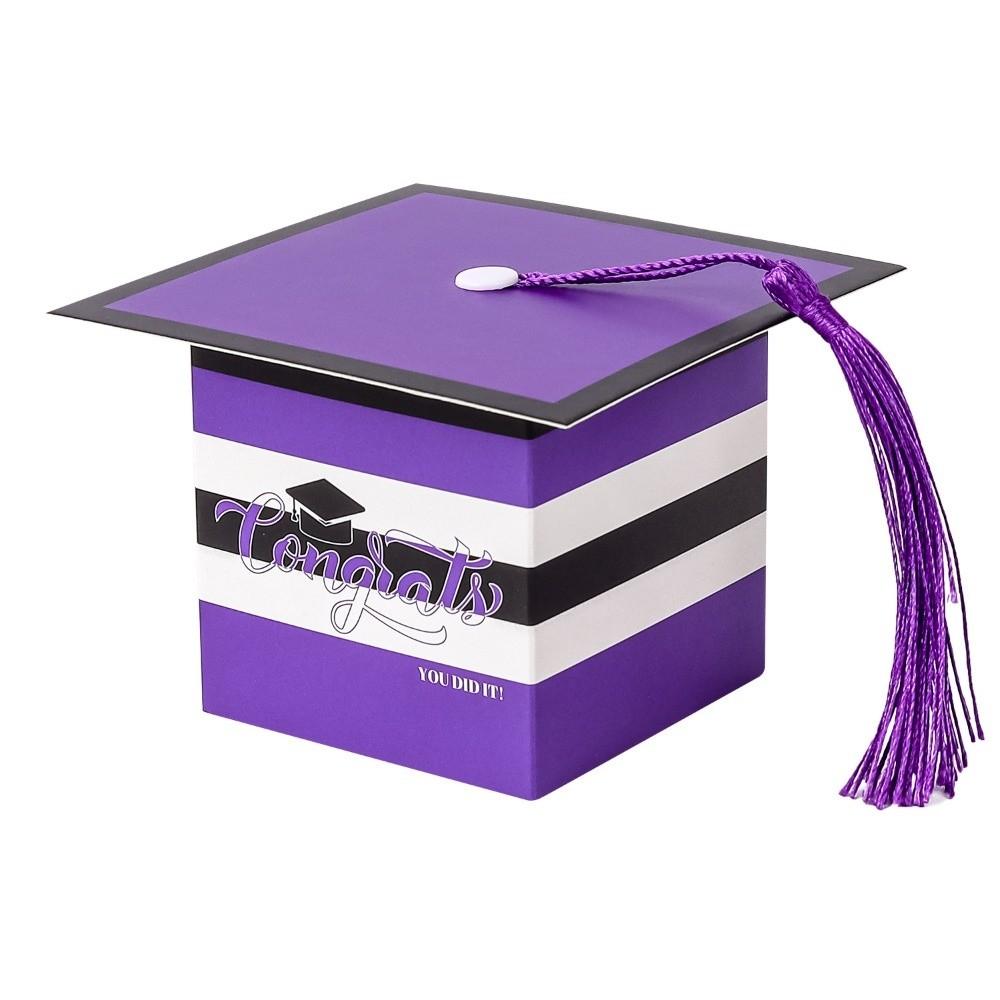 12Pcs Colorful Graduation Candy Box Creative Doctoral Hat Candy Boxes Graduation Party