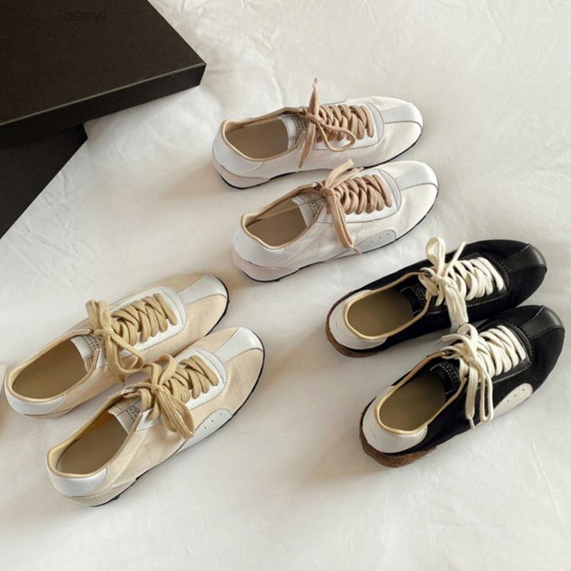 New retro style color matching women's versatile and thin soft-soled casual sports little white shoes