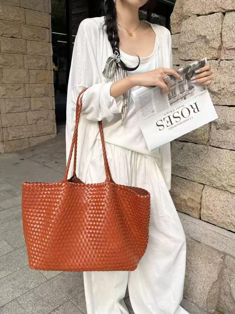 Damen Taschendesign Gewebte Tasche Hochwertiges Gefühl Große Kapazität Schultertasche Einfache Tragetasche Damen