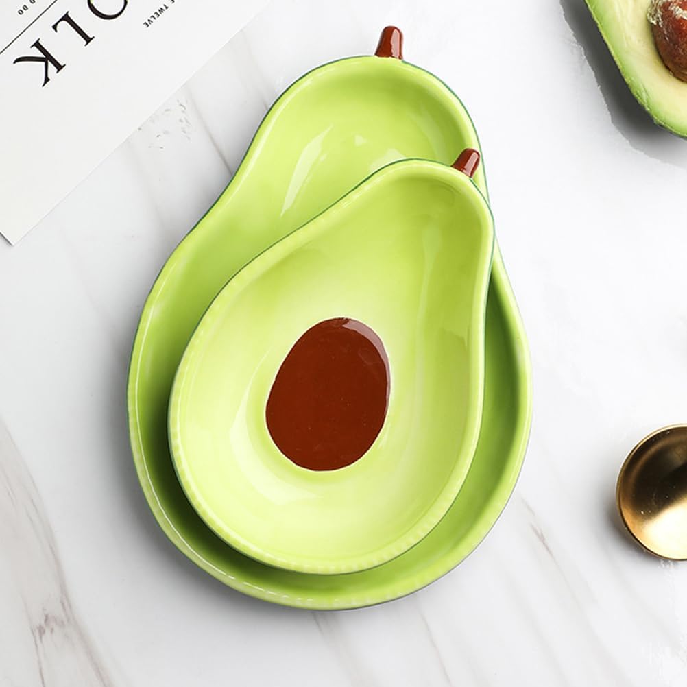 Garneck Ceramic Avocado Shaped Shaped Serving Plate Ceramic Sauce Dish Dip Bowls for Fruits Salads Dessert Appetizers