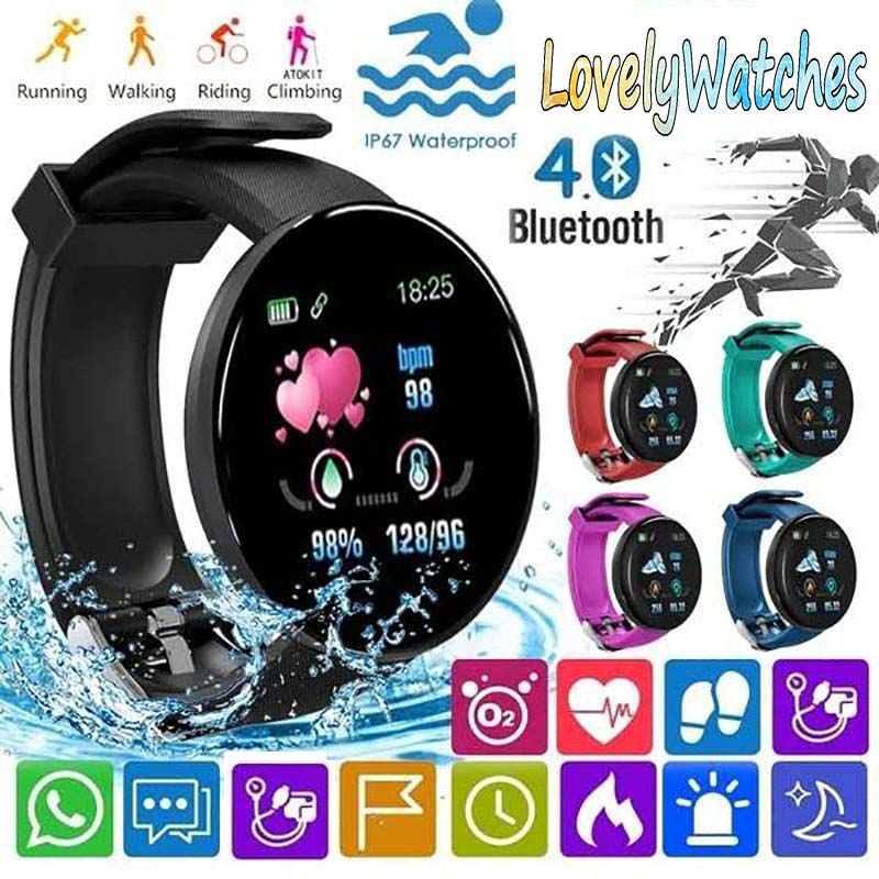 D18 Frecuencia cardíaca Presión arterial Reloj inteligente Pantalla a color  Rastreador de ejercicios Pulsera de reloj inteligente comprar a buen precio  — entrega gratuita, reseñas reales con fotos — Joom