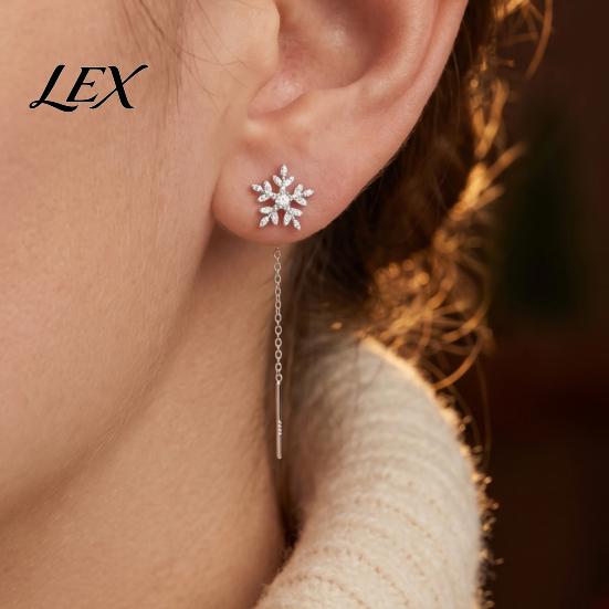 Elegant Gifts for Her 1 Pair Snowflake Earrings Women, Sparkling Dangle Earrings, Winter Long Comfortable Wear Jewelry Chain Ear Line Drop Minimalist