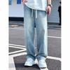 Jeans Men's Spring and Summer Thin Casual Straight Loose and Versatile Retro Washed Lace-up Soft Denim Handsome Men's Trousers