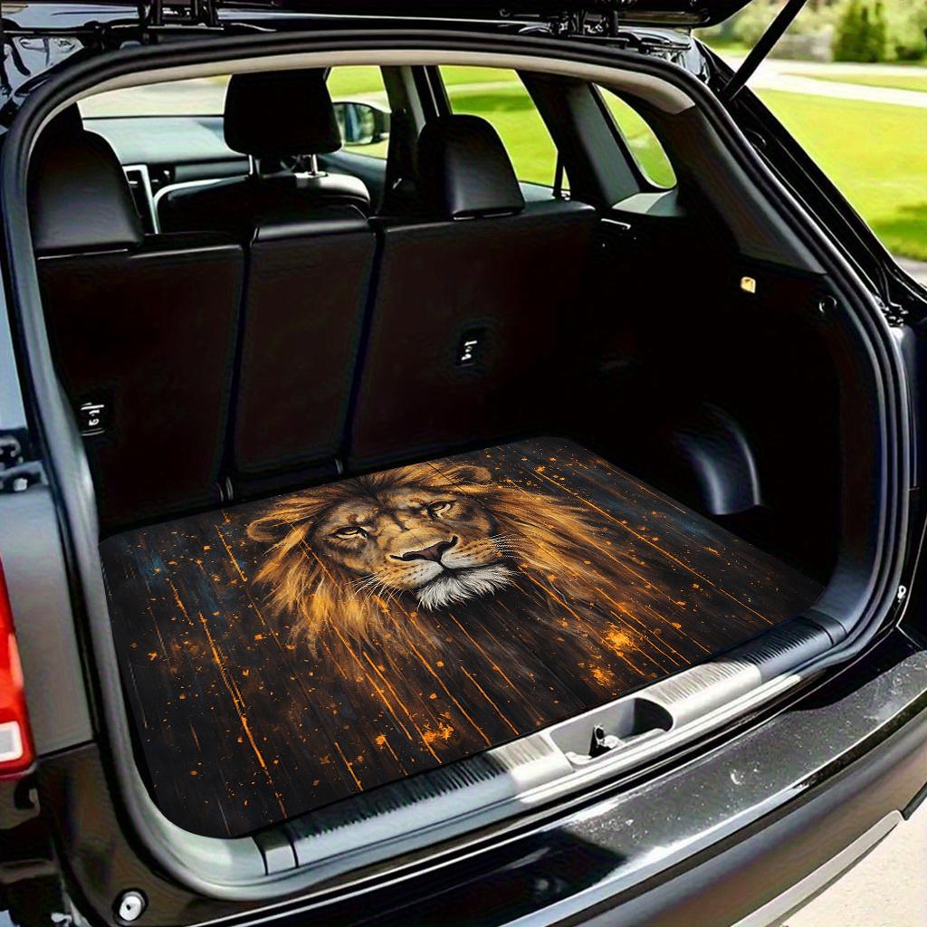 1Pcs Oil Painting Lion Head Car Trunk Mat with Anti Slip Cargo Liner Waterproof Rear Storage Protector Floor Mat for SUV Sedan V