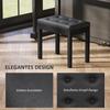Piano Bench Artificial Leather Upholstery Quilted Buttons Storage Space Wooden Legs Black