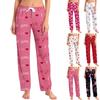 Pantalones de pijama para mujer, ropa de dormir, pantalones casuales con cordón y cintura elástica, pantalones holgados y rectos cómodos para yoga