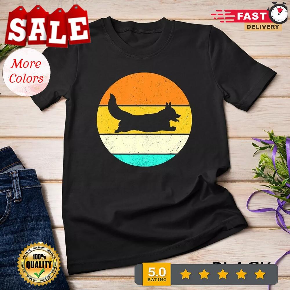 

2025/Cardigan Pembroke Welsh Corgi Silhouette Retro Vintage Gift Unisex T-shirt Unisex T-Shirt S