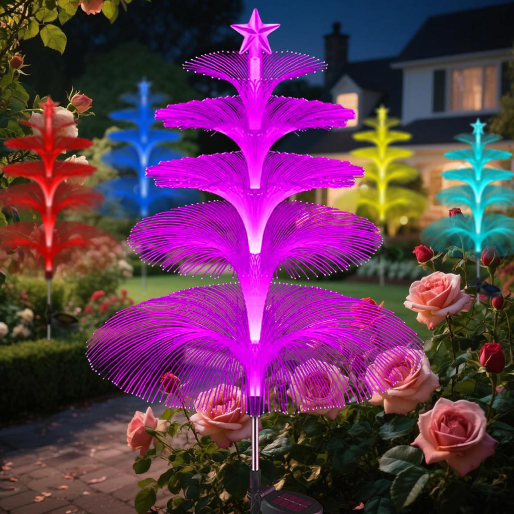 1Pcs Multi-layer LED solar jellyfish light, 7 modes, outdoor garden decorative light, courtyard landscape light, holiday gift