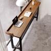 Solid Wood Balcony Bar Table with High-Low Legs and Wall-Leaning Design, Perfect for Window-Side Use, with High Table and Chairs.