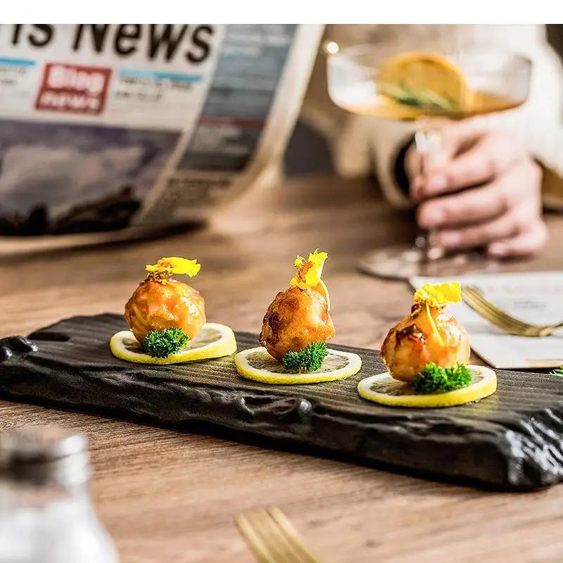 Japanese Ceramic Long Strip Plate Sushi Dessert Dish Snack Restaurant Molecular Cuisine Specialty Tableware