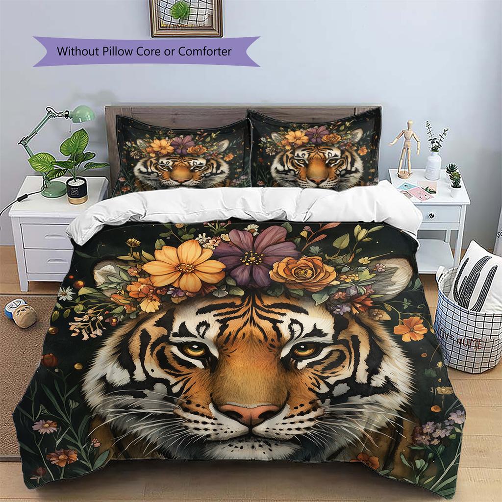 Vintage Animal Pattern Bedding Quilt Set Quilt Cover Pillowcase Home Decoration Gift (1 * Duvet Cover + 2 * Pillowcase, Without Core)