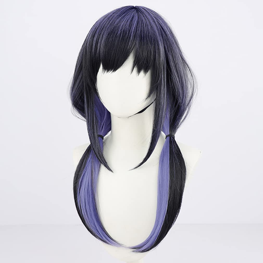 LAOBAO Ponto Nei Cosplay Black and Purple Mesh Costume Accessory for and Halloween Wig, Pigtails, Wig, Heat-Resistant, Parties, Festivals, (A)