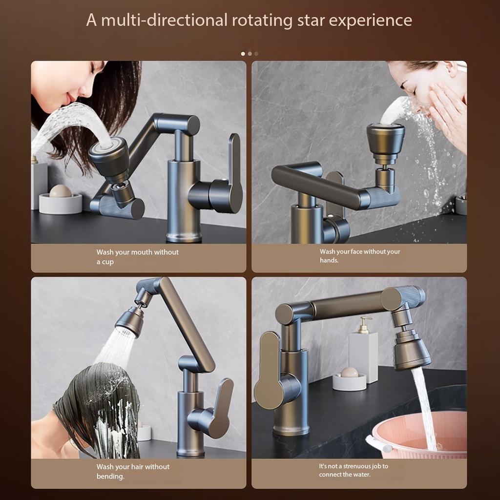 ABS Swivel Kitchen Faucet Anti Splash Sink Mixer Tap Hot Cold Water Bathroom Brushed Nickel Home