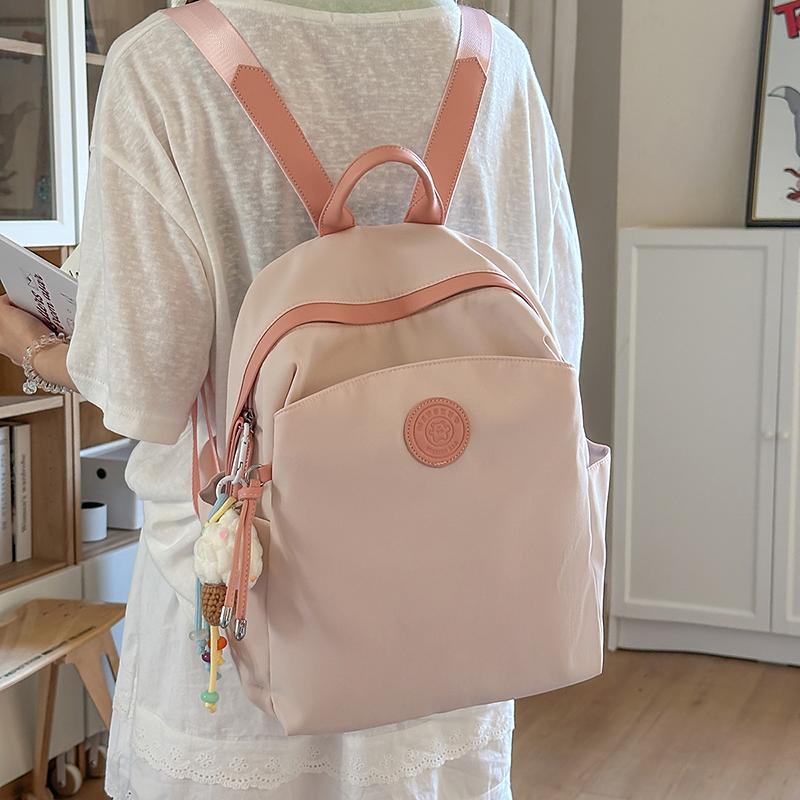 Large Capacity Lightweight Women's Backpack Student Solid Color Schoolbag