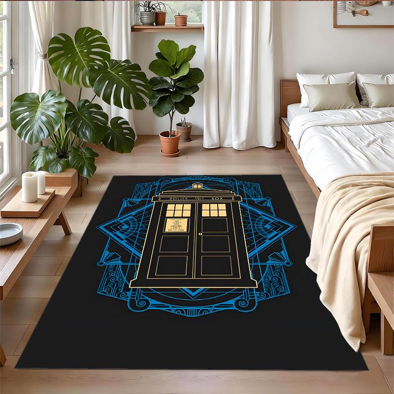 Anti‑Slip Crystal Velvet Floor Rug, Doctor Who Design Carpet for Indoor Living Bedroom Home Decoration