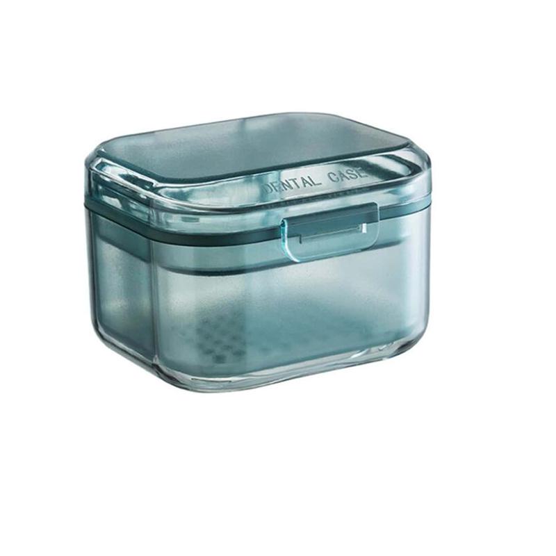 1 Stück Zahnspangenbox Teilprothesenetui Auslaufsicher mit Siebkorb, Prothesenbecher Retainer Reinigungsbadetui Reise
