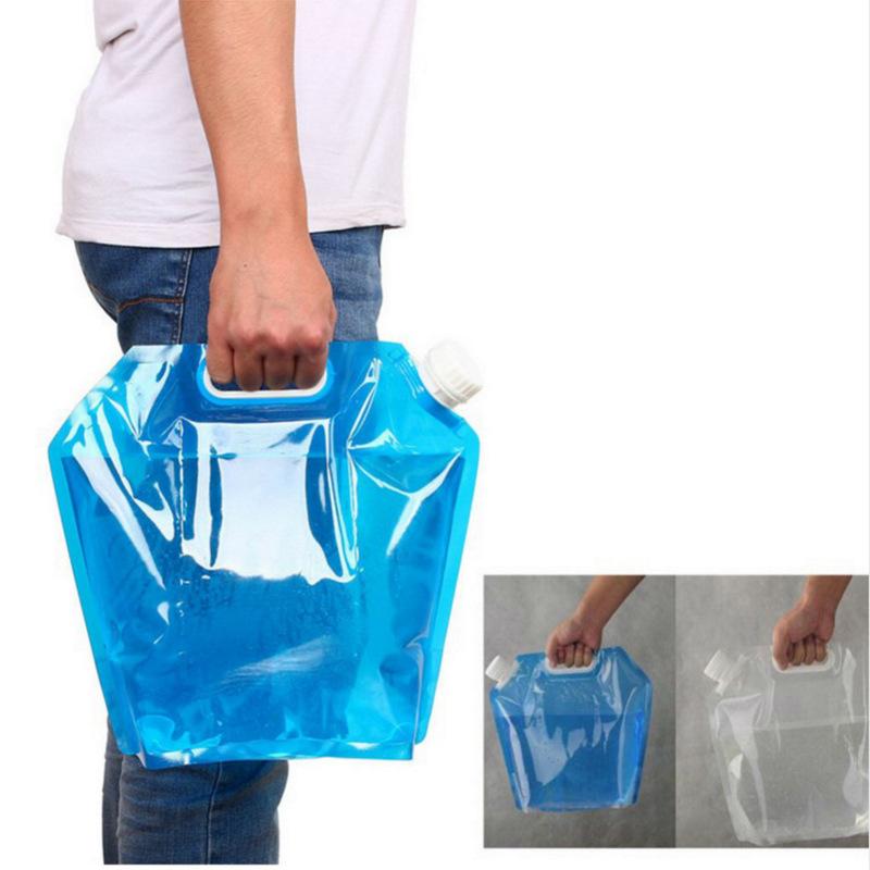 1PC 5L Collapsible Emergency Water Jug Container Bag Plastic Water Carrier Tank, Outdoor Folding Water Bag for Sport Camping