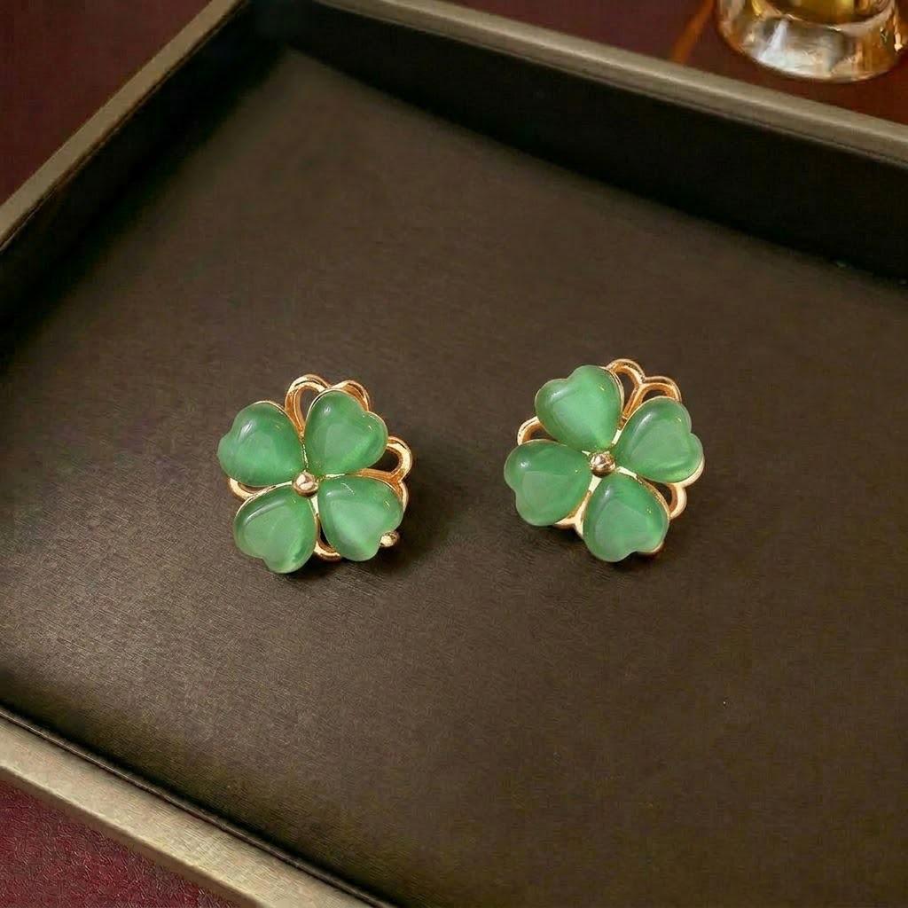 European & American Women's Zircon Flower Necklace & Rotatable Pendant Earrings Set