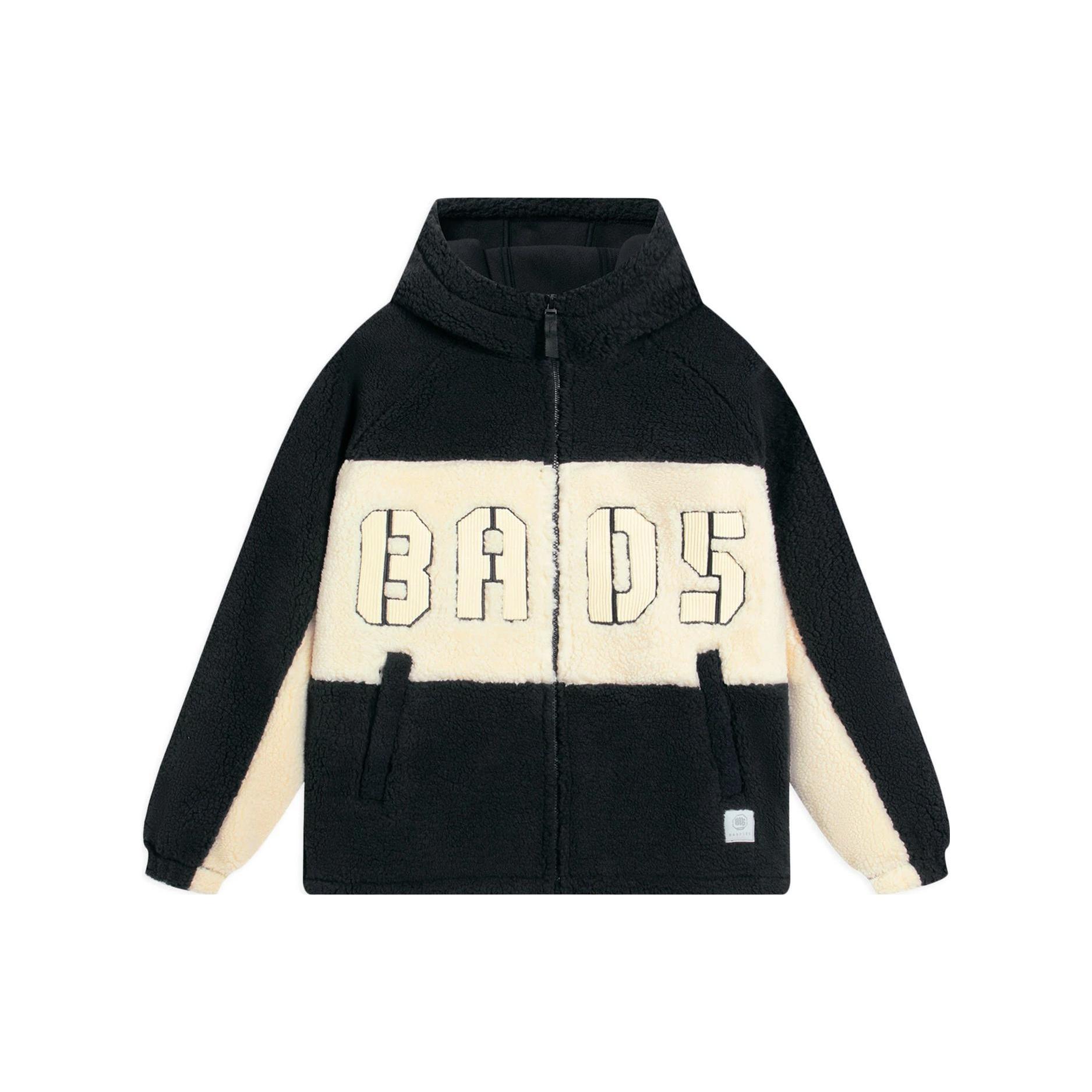 Li-Ning BadFive Logo Fleece Full Zip Jacket Black Beige Men s AFDSA69-4 XL