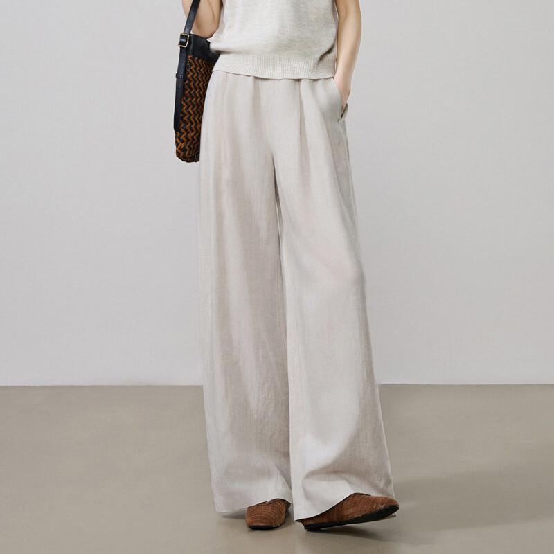 ESE-Y Women s Relaxed Lyocell Linen Wide-Leg Pants 30
