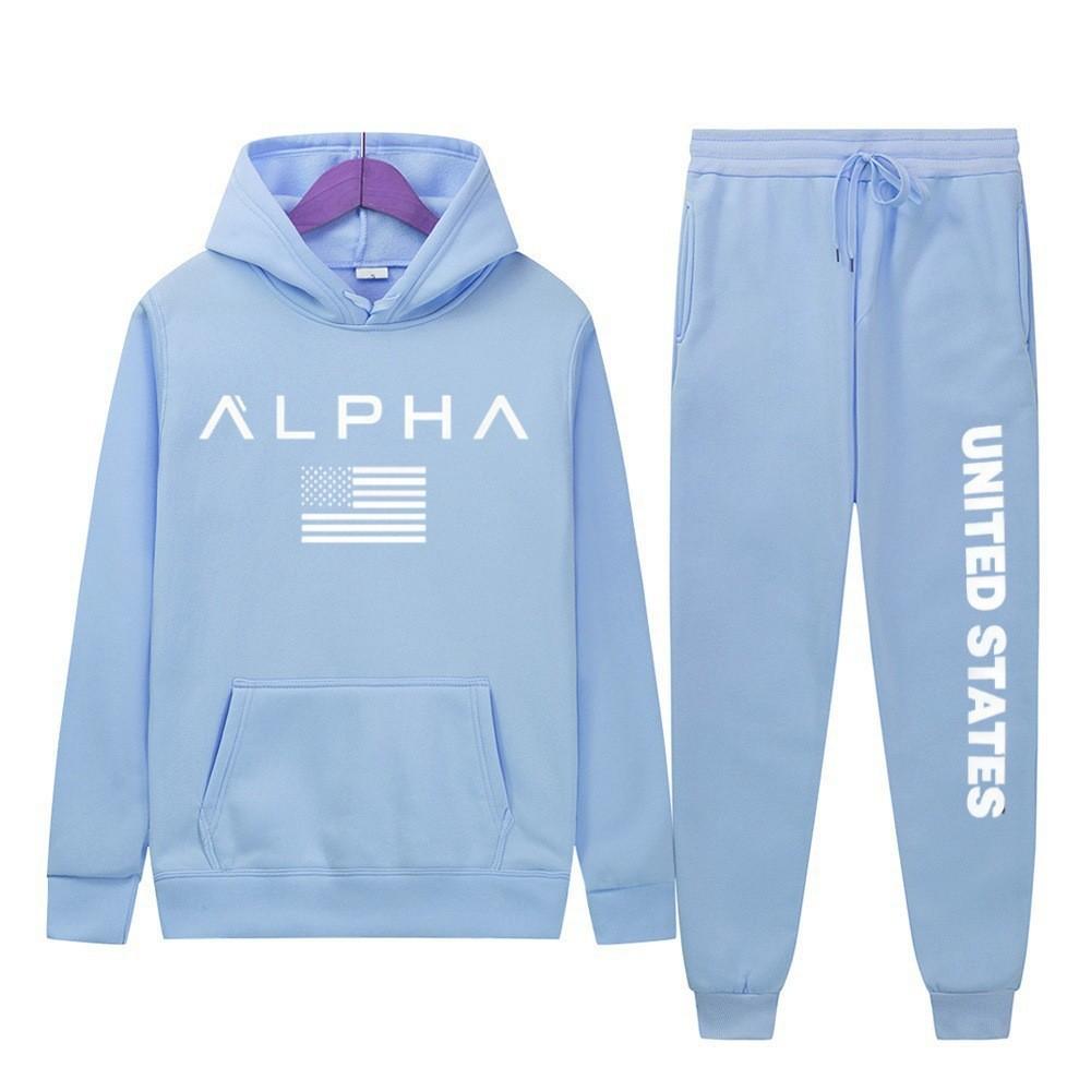 New letter printing two-piece hooded sweater autumn and winter men's casual sports hoodie men's