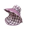 Summer farm work sunscreen cap ultraviolet big brim face mask underground cycling women's plaid sun hat