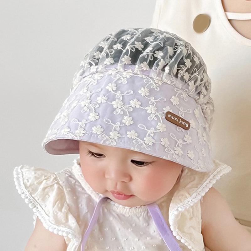 Cute Girls Fetal Caps for Infants Lovely Baby Fisherman Hat Lace Printed Bonnet for Indoor Outdoor Activities