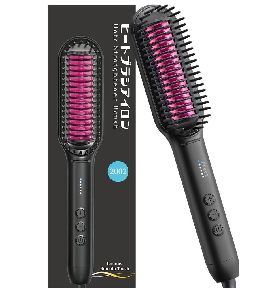 Heat Hair Brush 5 Temperature Settings for Business and as a Gift Brush, Iron, 2-Way Curling/Straightening Iron, Burn-Resistant, Professional-Grade,