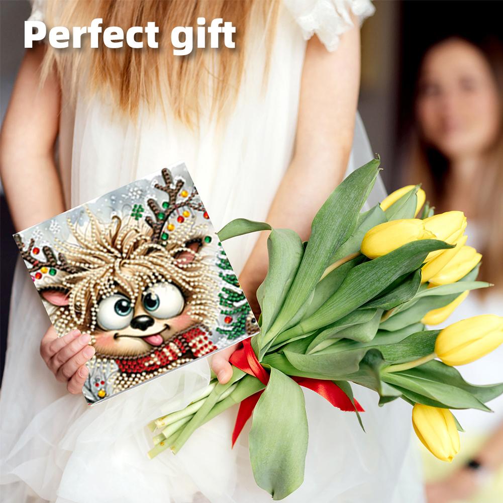 6PCS DIY Rhinestone Diamond Art Mosaic Postcards Animal Designs Diamond Art Handmade Cards Thank You Cards and Holiday Blessings