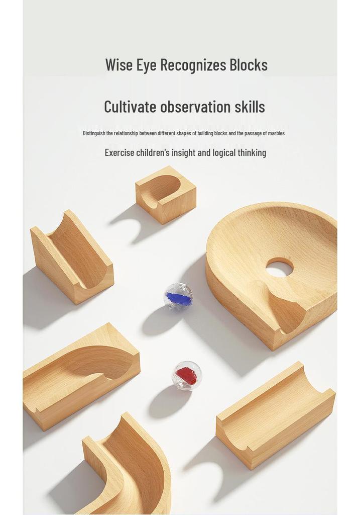 Kids' Educational Wooden Marble Run Toy: Assemble Track for Intelligence Development