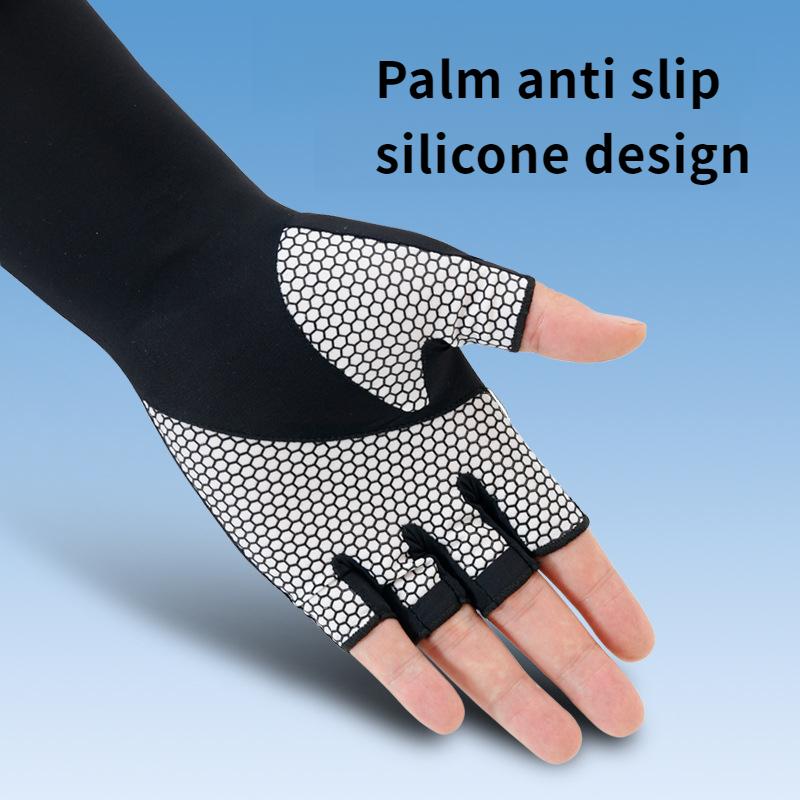 Summer Cooling Arm Sleeves for Men/Women, Half-Finger Sunshade Thin Arm Covers, Ice Silky Fiber Fabric, Outdoor Cooling Gloves