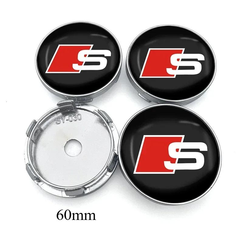 For Audi TT Q3 Q5 Q7 Q8 B5 B6 B7 B8 B9 Q7 8P 8V 8L A3 A4 A5 A6 A7 A8 4pcs Car Wheel Center Hub Caps Sticker Emblem Accessories