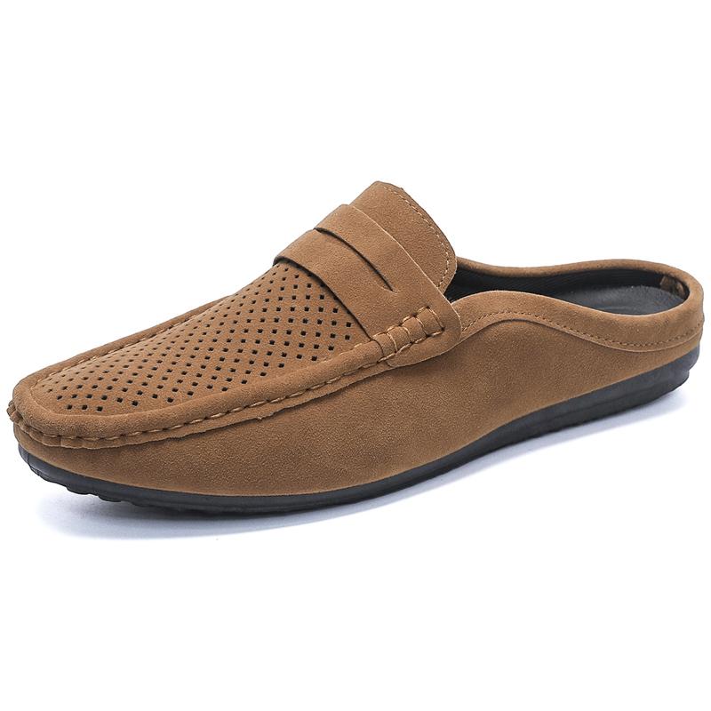 Summer Men Casual Shoes Leather Moccasins Breathable Slip On Boat Shoes Italian Luxury Brand Mens Driving Loafers Brown Blue
