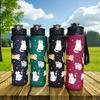 750ML New Stylish Matte Plastic Cat Water Bottle-Large Capacity Portable Sealed Sports Bottle for Fitness Leak-Proof Water Cup 1