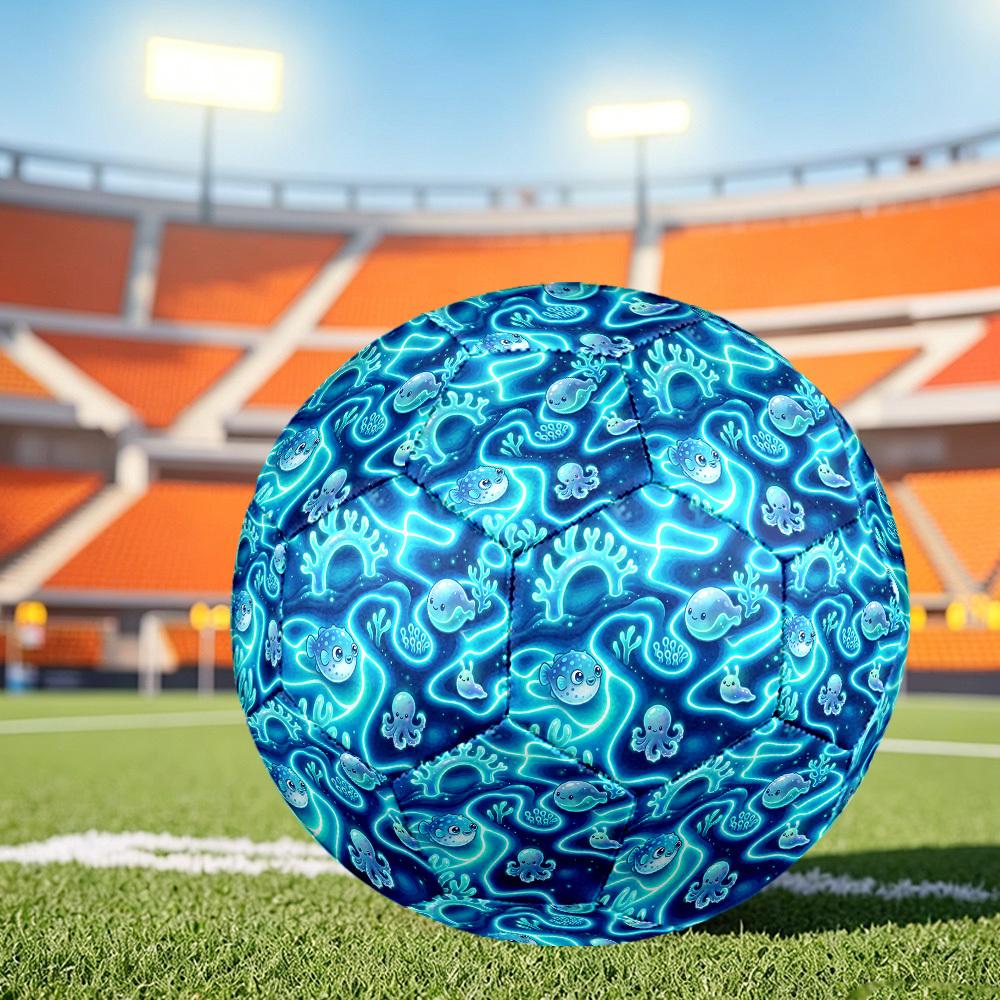 1pc Ocean Friends Themed Soccer Ball, Size 5, Lightweight PVC Material, Outdoor Training Soccer Ball Gift. Q6222