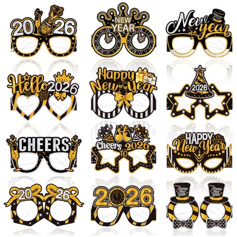 Pack of 12 Assorted Style Party Glasses Costume Accessories Ideal for Role Play Photo Fun At Festive Gatherings