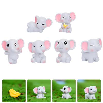 6 Pcs Elephant Ornament Mini Figures for Kids Adornment Figurine Shape Resin Lovely Small Model Miniature