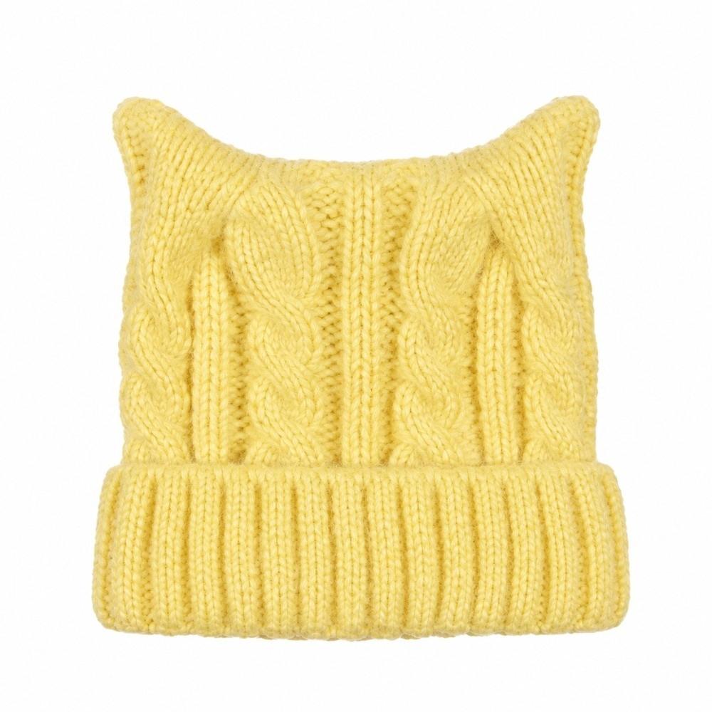 Cute Ears Kids Cat Ears Hats Solid Coloe Knitted Beanie Hat Comfortable Knitted Hats Kids