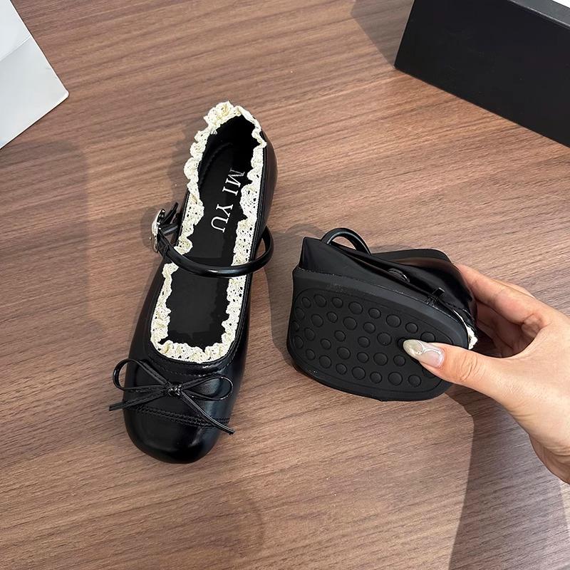 Designer Lace Women Flats Mary Jane Shoes Round Toe Shallow Ladies Casual Ballet Style Shoes Soft Leather Eelgant Dress Shoes