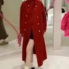 Manteau en laine rouge double face pour femmes Automne et hiver Nouveau design de mode Manteau en laine long populaire