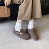 2025 nowe francuskie retro damskie wszechstronne jednopedałowe jesienne okrągły nosek płytkie ustko pojedyncze buty kaszmirowy plusz Boken buty